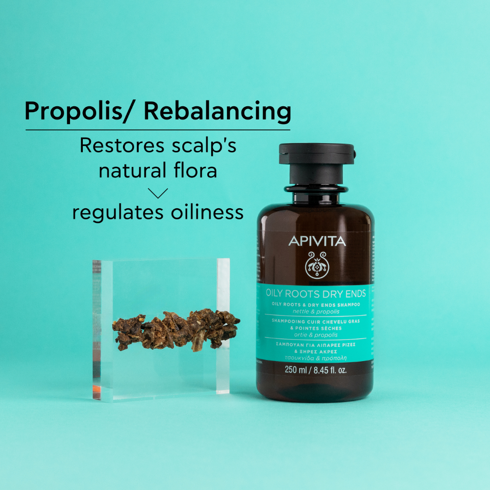 Apivita Oily Roots & Dry Ends Shampoo, Nettle & Propolis 250ml