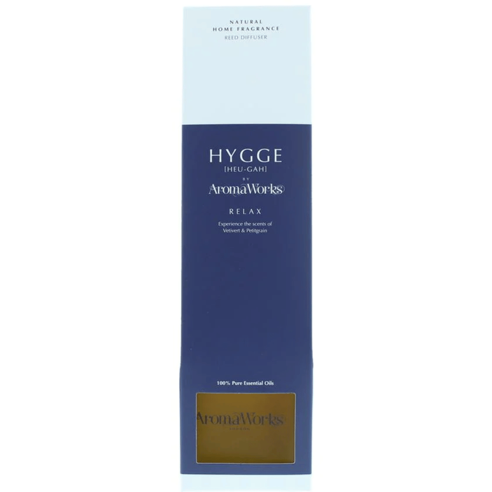 AromaWorks Hygge Reed Diffuser- Relax vetivert and petitgrain