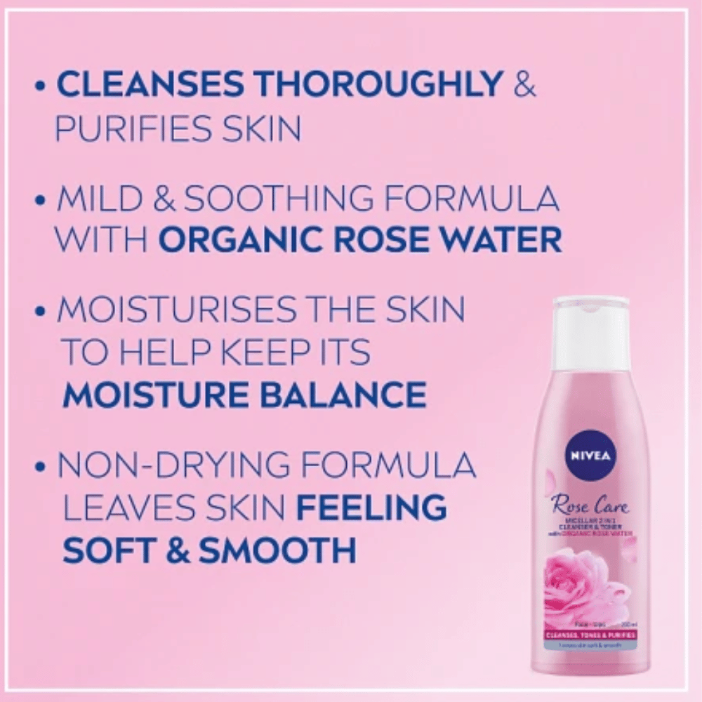 Nivea Rose Care Micellar 2 in 1 Cleanser & Toner 200ml