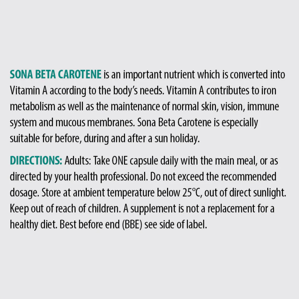 Sona Beta Carotene Natural 30 Caps