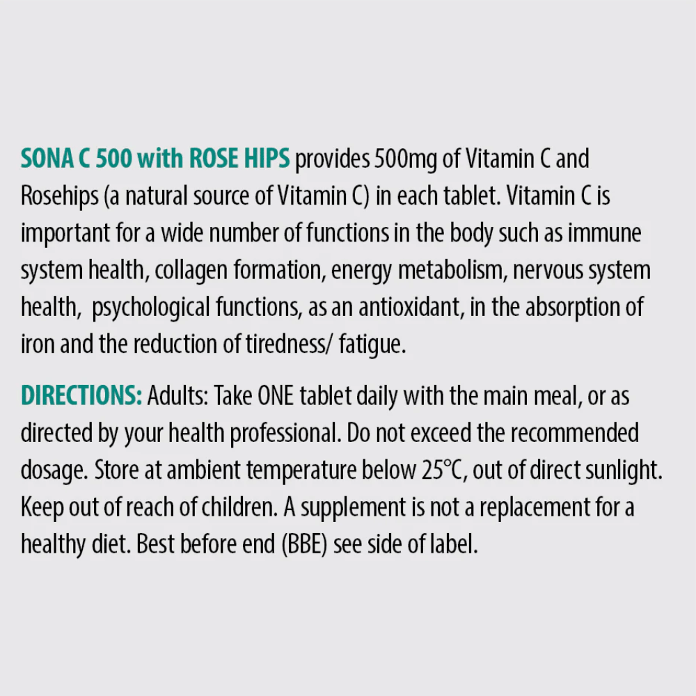 Sona C500 Vitamin C 500mg 50 Tabs