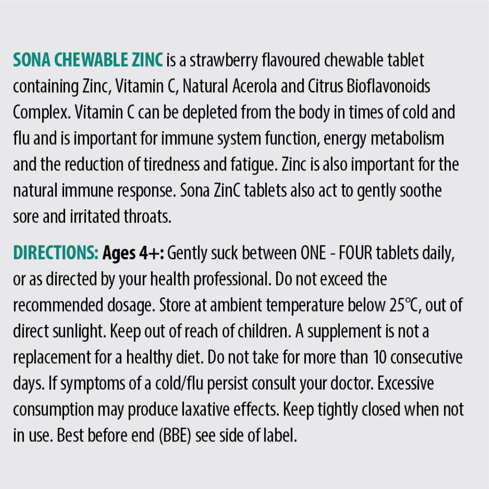 Sona ZinC Chewable 30 Tabs