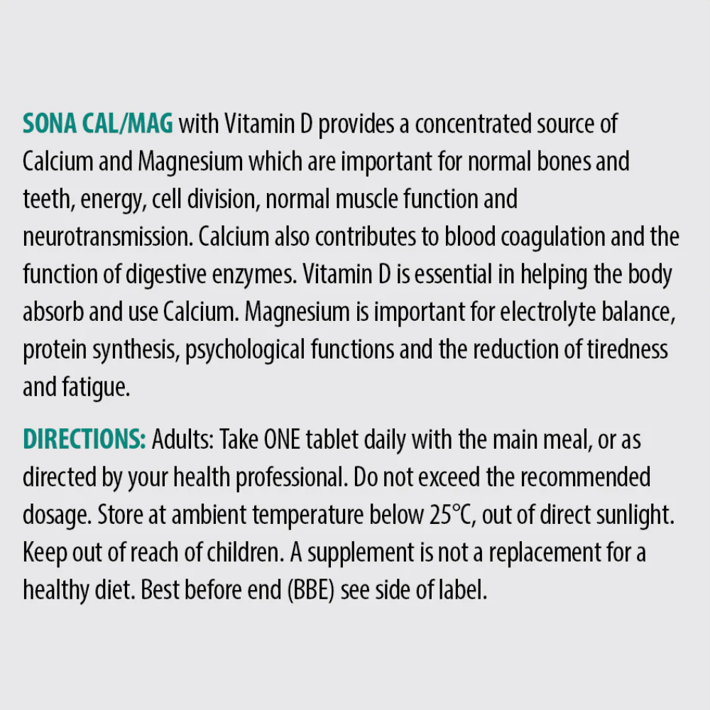 Sona Cal/Mag/Vit D3   60 Tabs