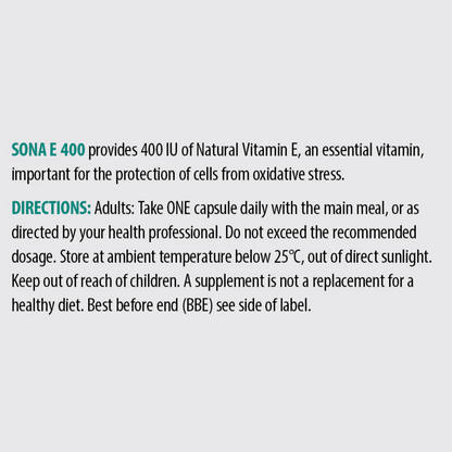 Sona E400 Natural Vitamin E 30 Caps