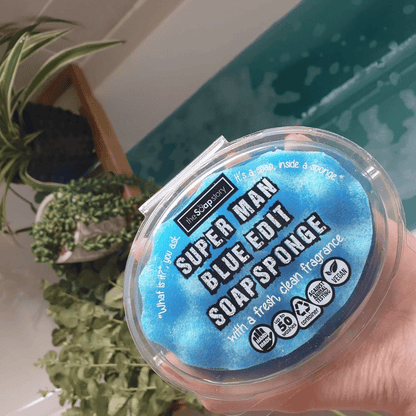 The Soap Story Soap Sponge - Super Man Blue Edit