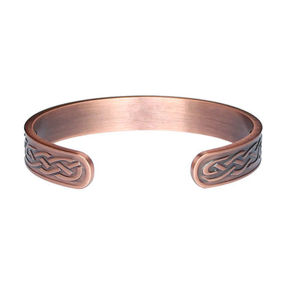 Back View of the Trefoil Copper bracelet from Magnetic Mobility showing the open back which makes it easily adjustable